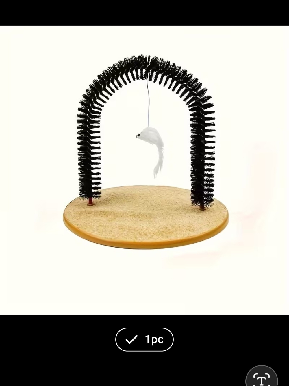 Source Unknown Black Arch Cat Scratcher with White Hanging Feather Toy